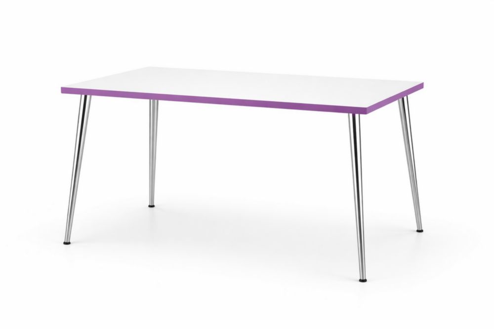 Table Rectangulaire Blanc et Violet en Bois MDF et Pieds en Métal