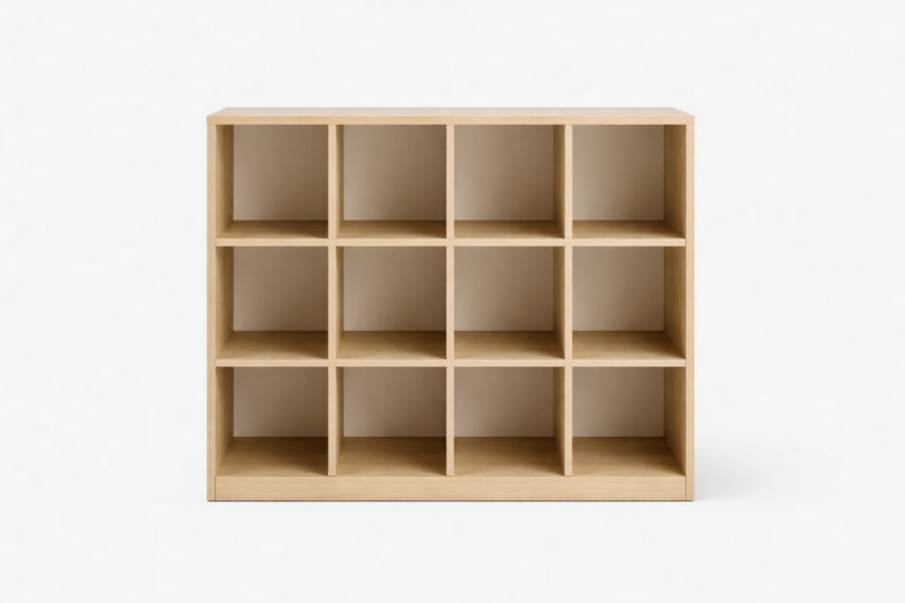 Étagère en Bois MDF Beige avec 12 Compartiments