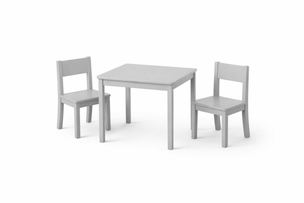 Ensemble table et 2 chaises en bois MDF gris