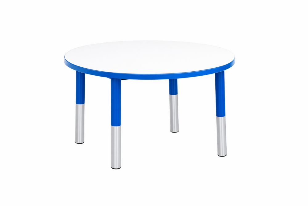 Table Enfant Ronde MDF Métal 60cm Blanc Bleu