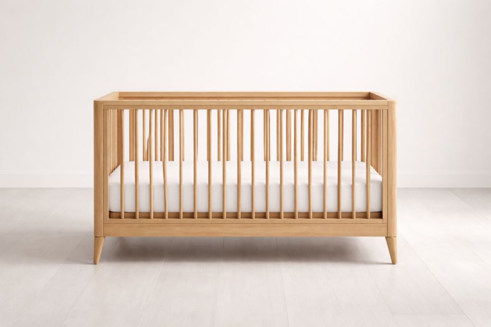 Lit bébé en bois massif 130x70x90 cm Naturel