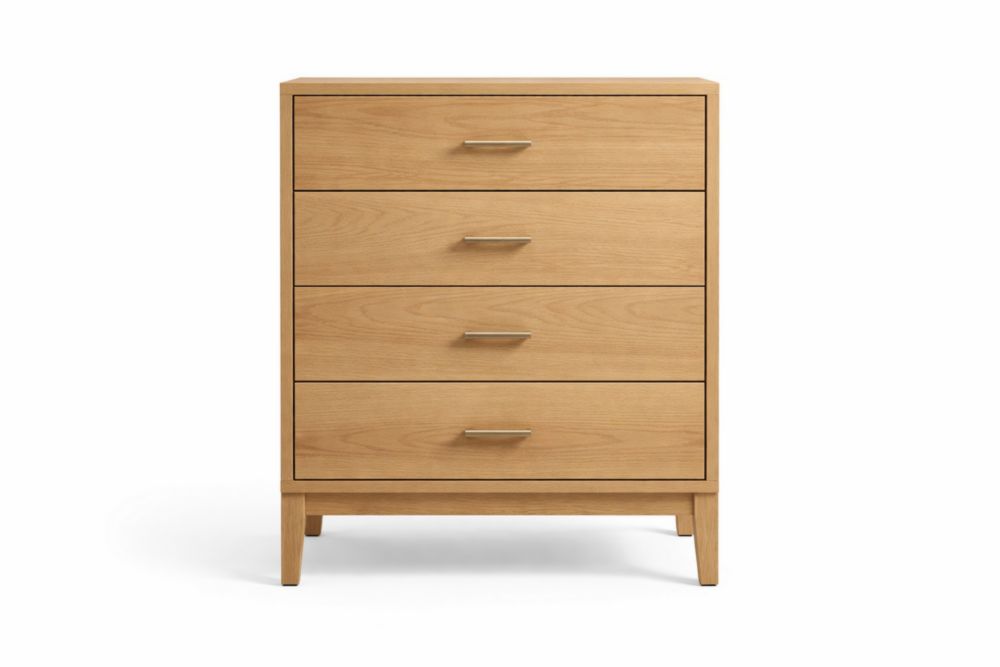 Commode 4 tiroirs en bois de chêne