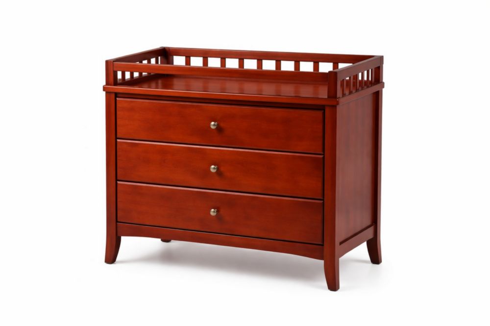 Commode à langer en bois de pin 3 tiroirs Brun