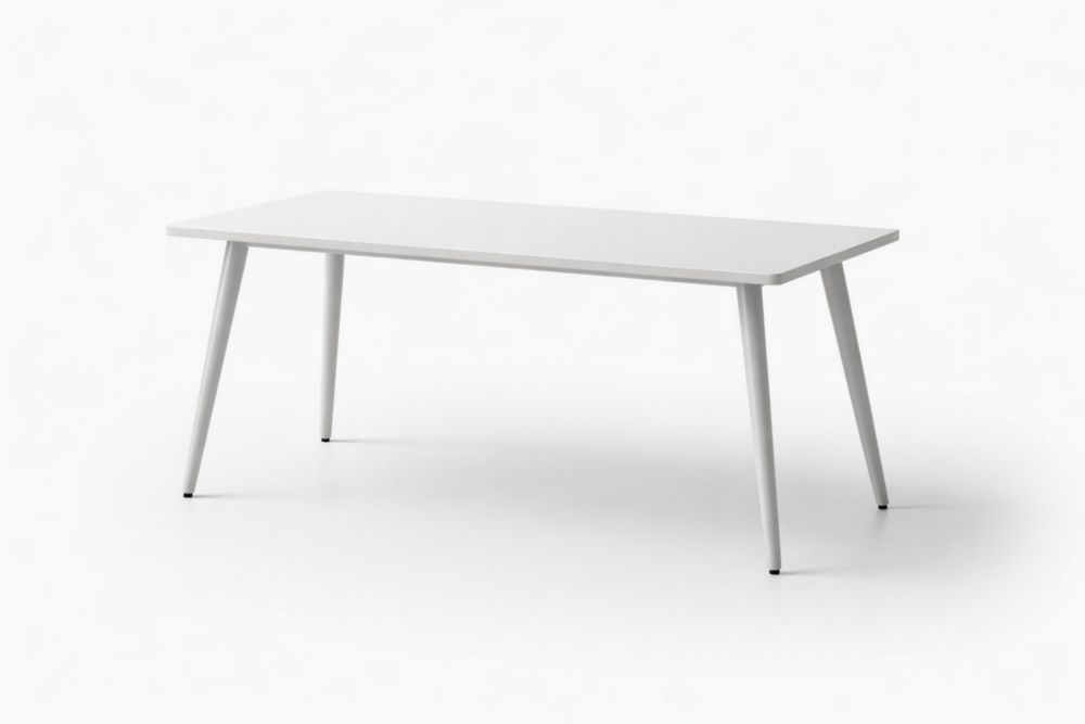 Table rectangulaire MDF blanc pieds en métal 200 cm x 90 cm x 75 cm