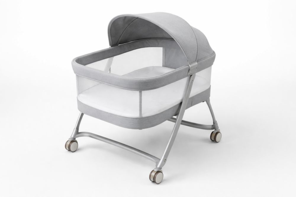 Berceau bébé pliable en aluminium avec mesh respirant 95x55x85 cm Gris