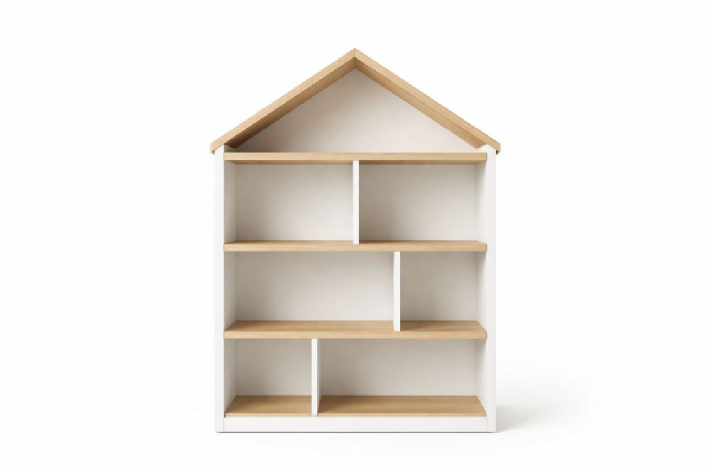 Étagère maison en panneaux de particules blanc et chêne 90x30x120 cm