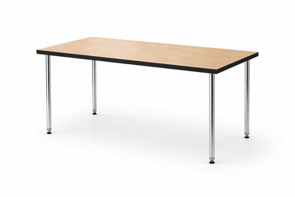 Table rectangulaire en bois laminé avec pieds en métal chromé 180x75x74 cm