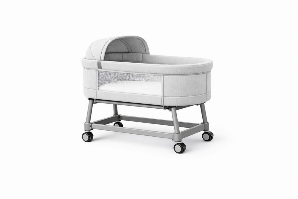 Berceau Bébé en Tissu avec Cadre Métallique Gris