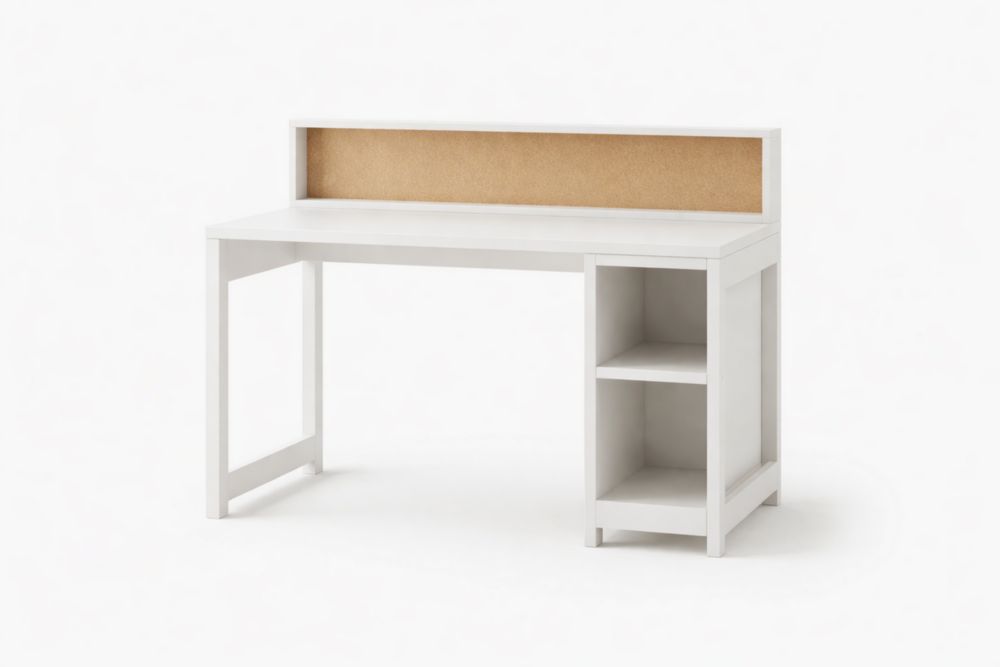 Bureau en MDF Blanc avec Étagères
