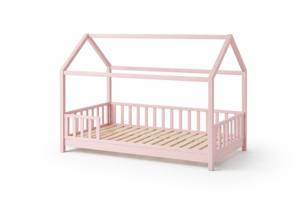 Lit cabane en bois de pin rose 200 cm x 90 cm