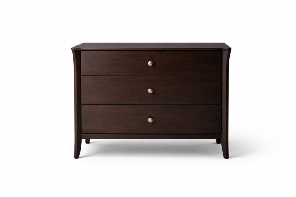 Commode trois tiroirs en bois marron 80x40x75cm