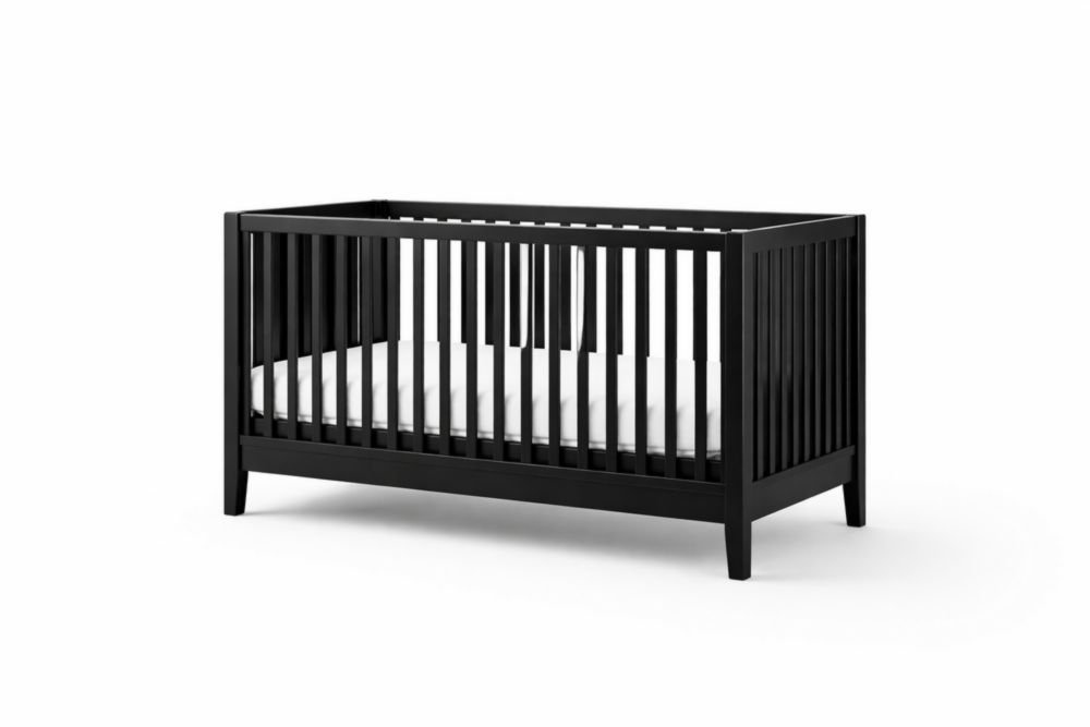 Lit bébé en bois noir 120x60 cm