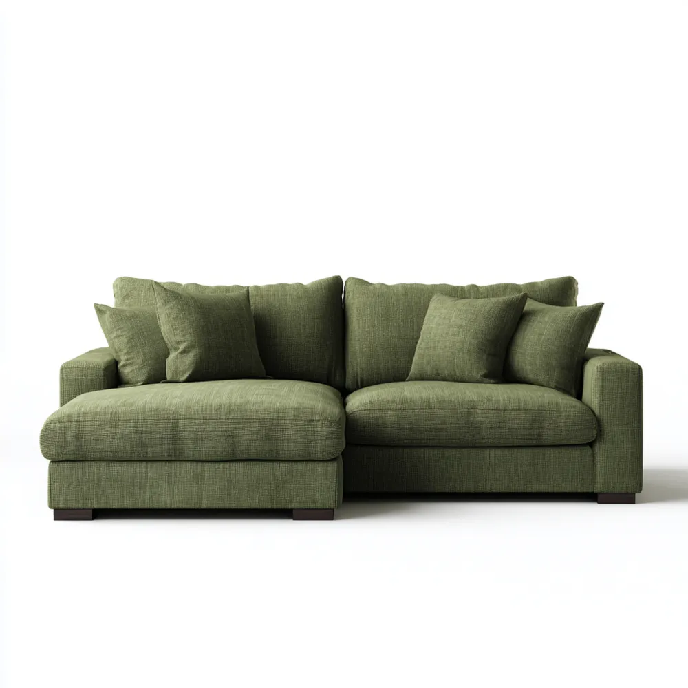 Canapé d'angle tissu 220x90x85 cm – Vert Olive – Design Moderne