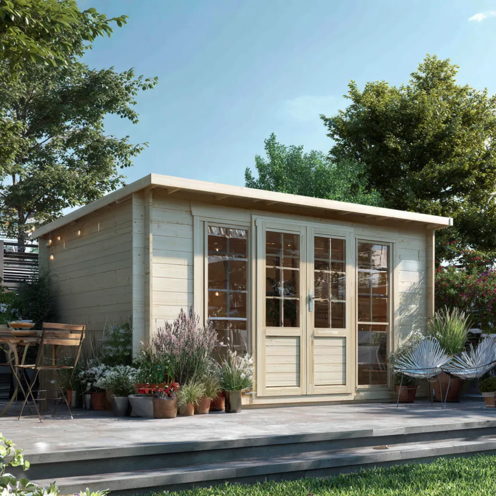 Abri de jardin en bois 3x4x2,5m - Naturel - Design moderne