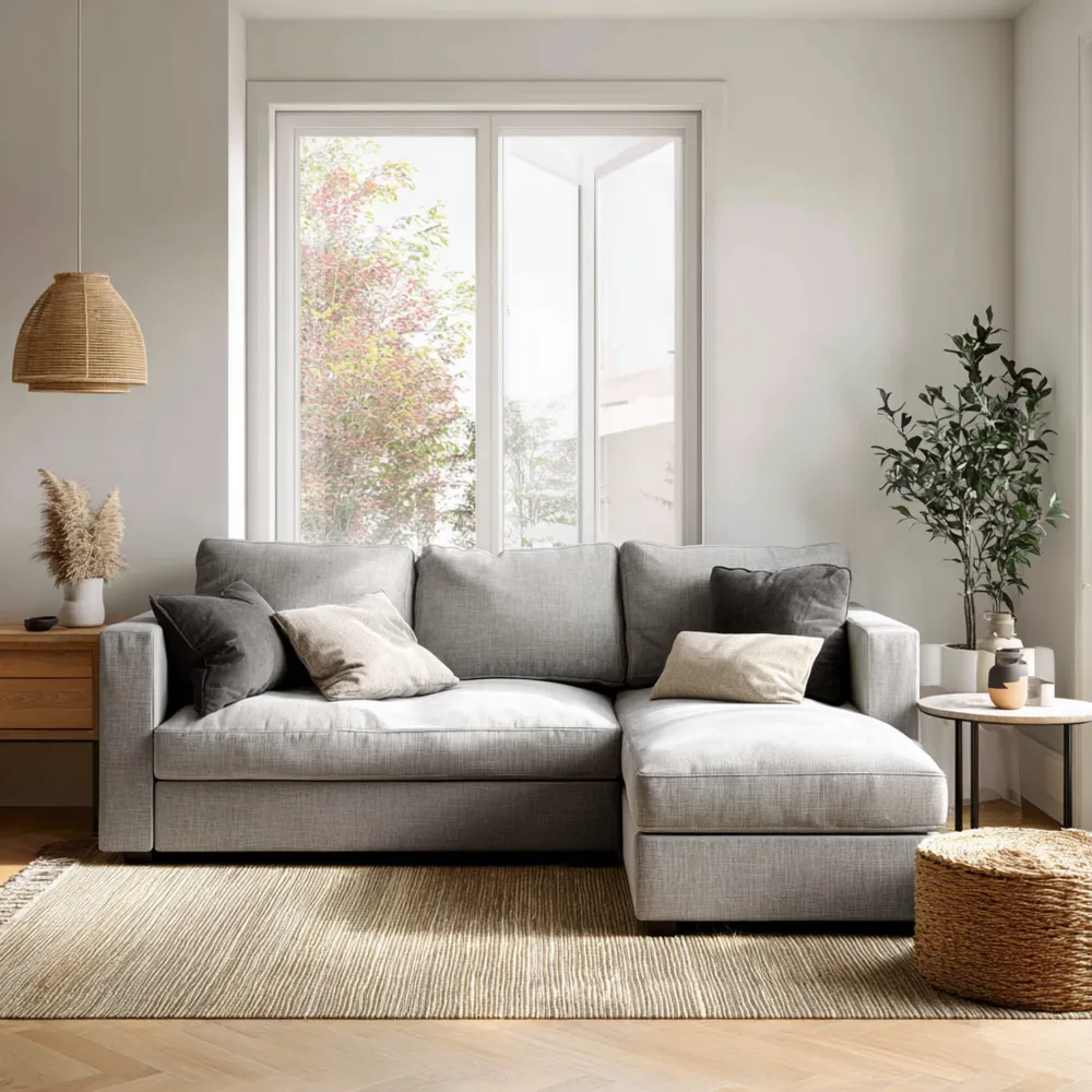 Canapé d'angle 280x160x85 cm - Gris Clair - Design Moderne