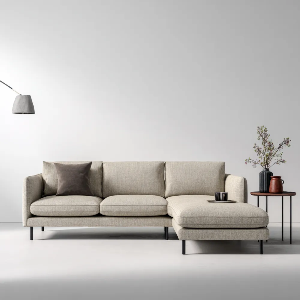 Canapé d'angle tissu 250x90x80 cm – Beige – Design contemporain