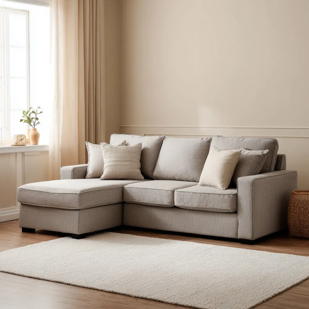 Canapé d'angle tissu 250x150x85 cm – Gris Clair – Design Moderne