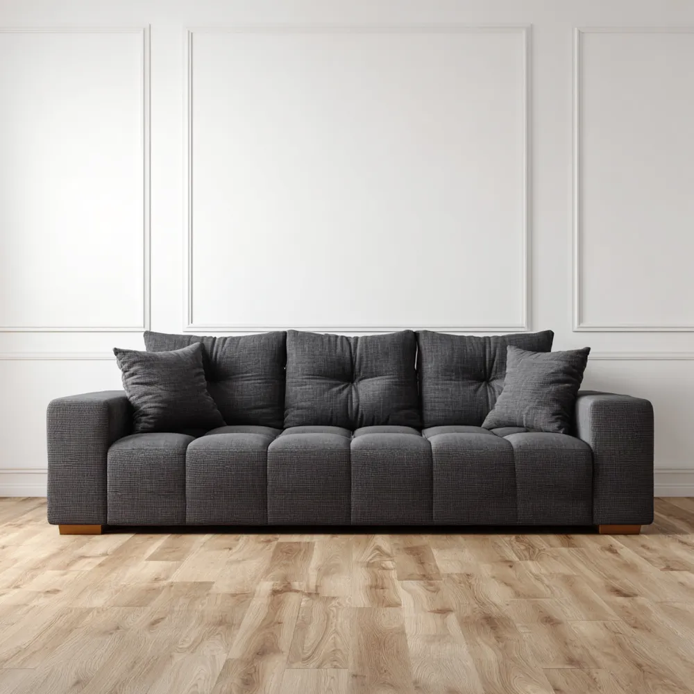 Canapé 3 places Tissu 220x90x75 cm - Gris Foncé - Design Moderne