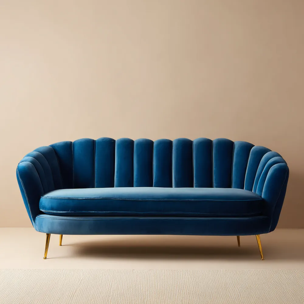 Canapé 2 places Velours 180x85x75 cm - Bleu - Design Contemporain