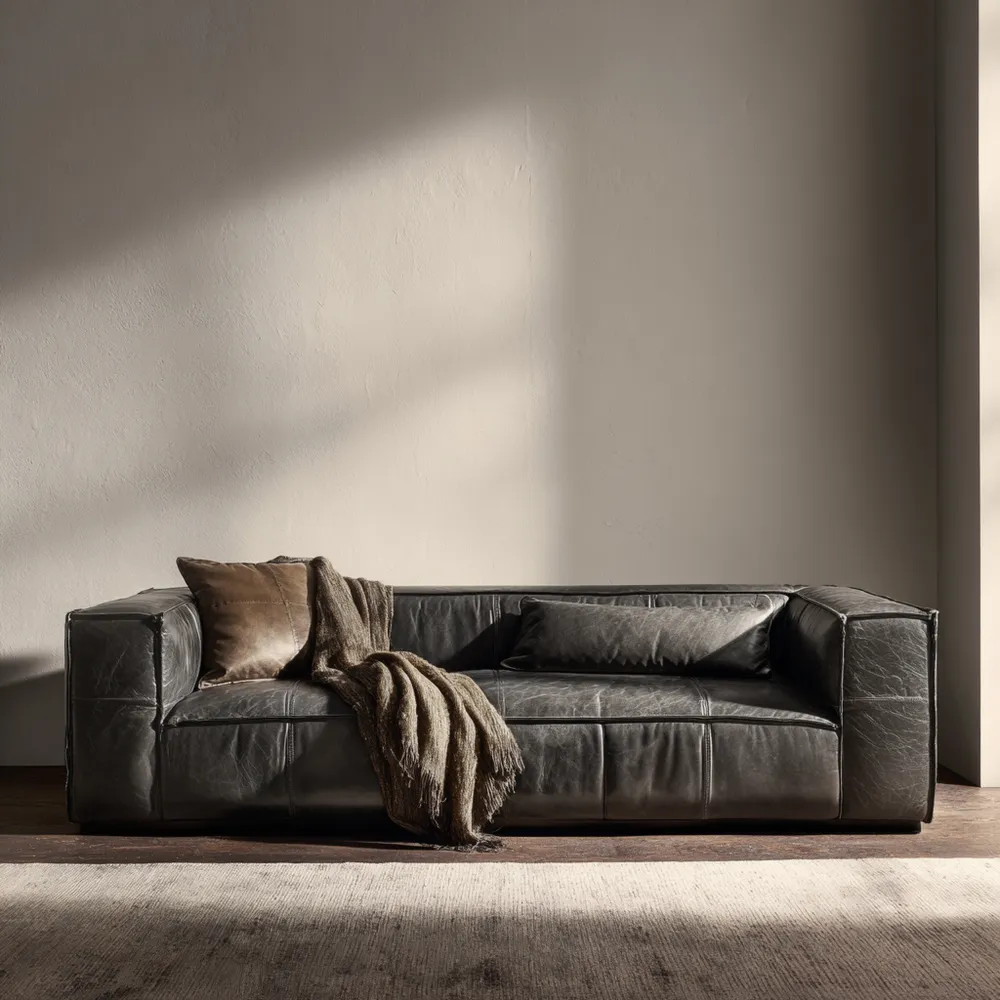 Canapé 2 places Cuir 200x85x70 cm - Noir - Design Contemporain