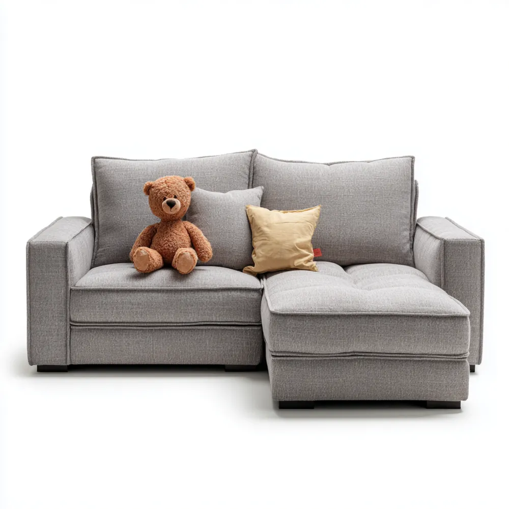 Canapé d'angle tissu 200x140x85 cm – Gris clair – Design moderne