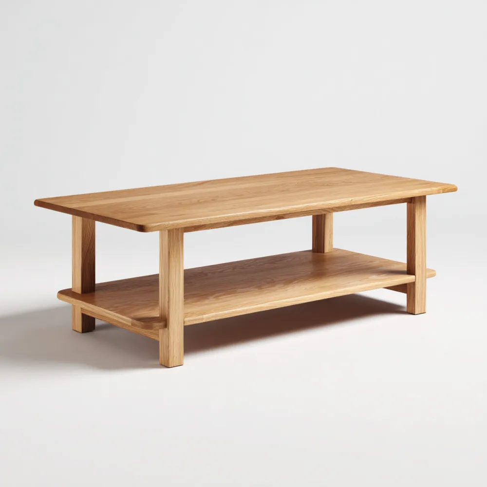 Table basse en chêne massif 120x60x40 cm – Naturel – Design classique