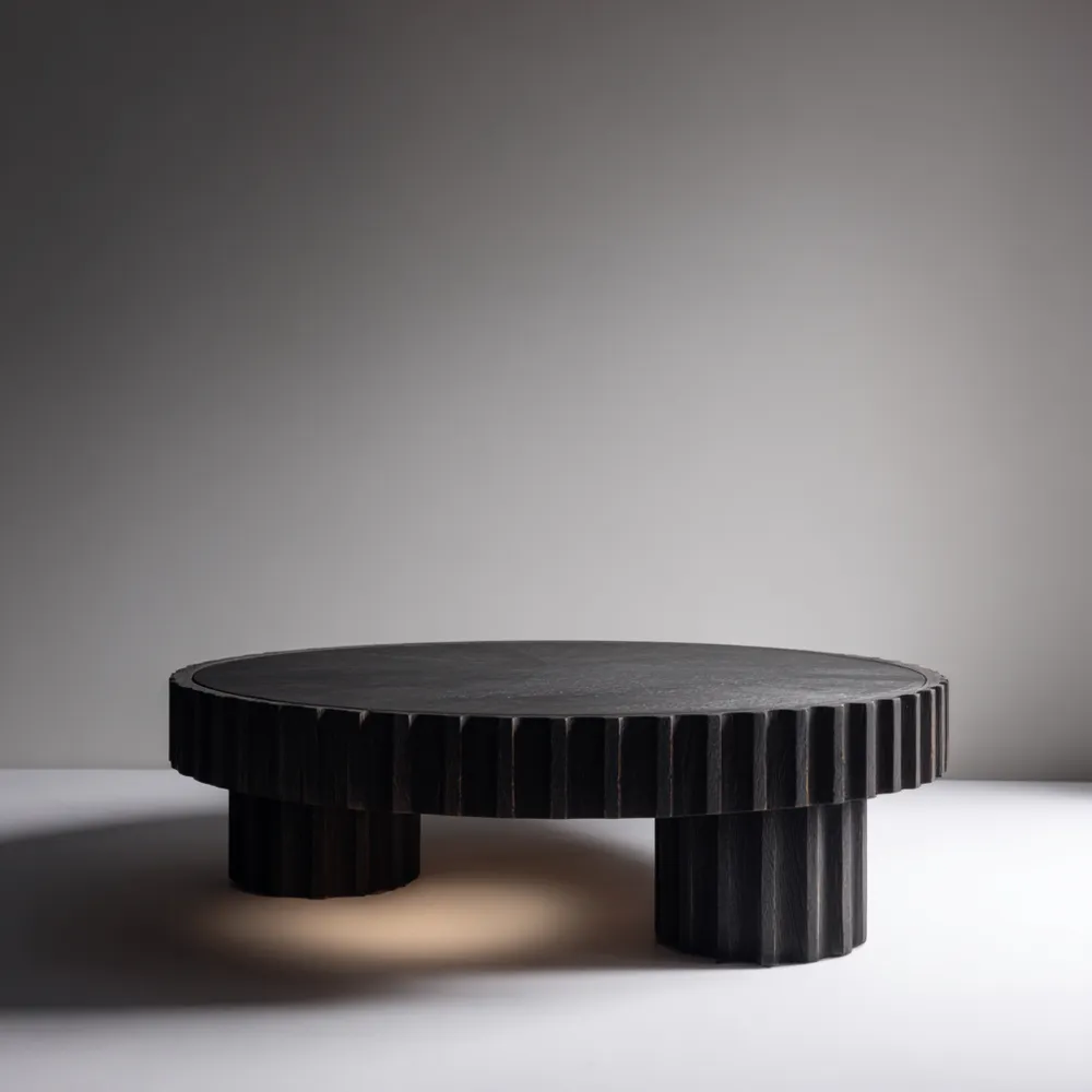 Table basse ronde Bois 90x90x30 cm – Noir – Design moderne