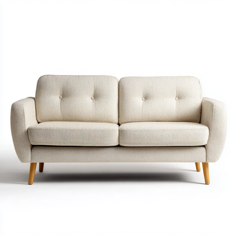 Canapé 2 places tissu lin 150x85x90 cm - Beige - Design contemporain