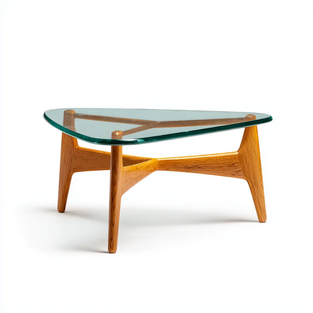 Table basse triangulaire en verre trempé 100x50x40 cm - Transparent - Design moderne