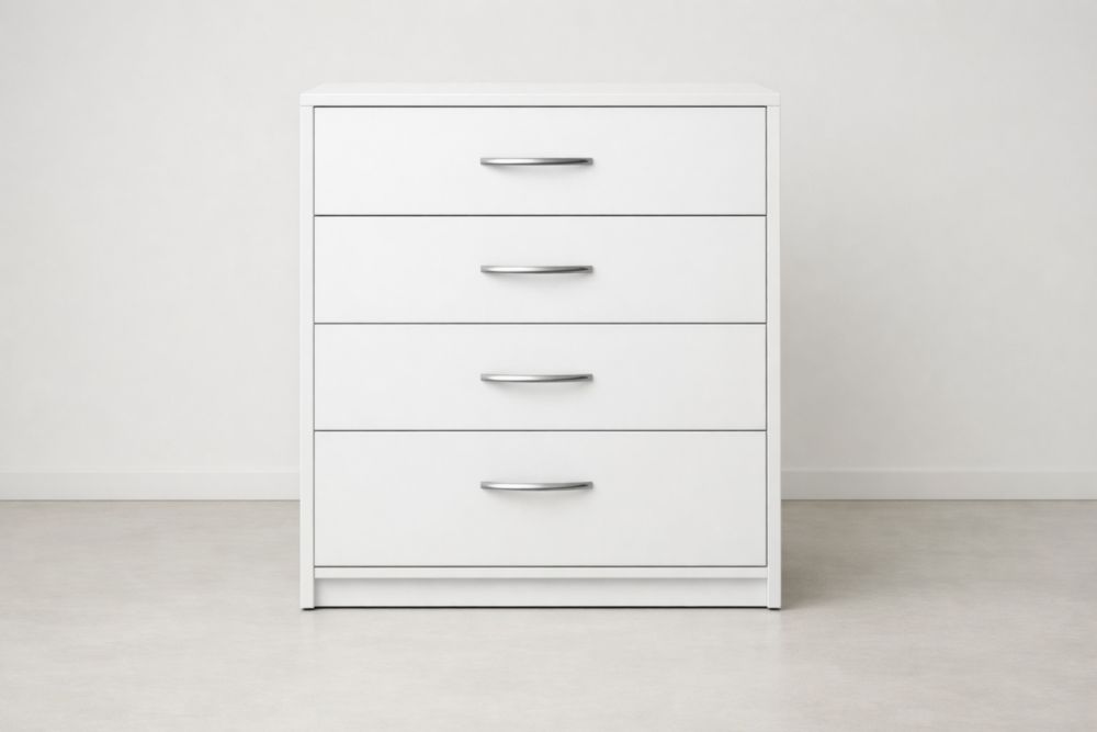 Cassettiera in legno composito con 4 cassetti bianco 80x40x100 cm