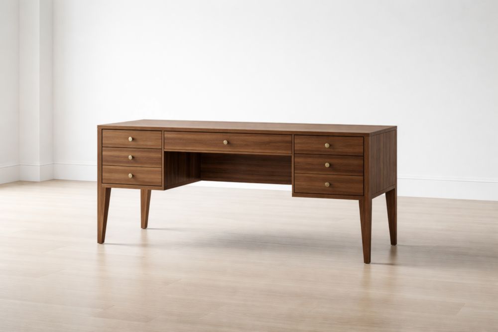 Scrivania in Legno Noce con Cassetti