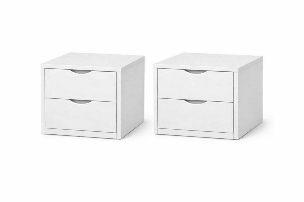Comodini set 2 pezzi con 2 cassetti in MDF bianco 50x40x39 cm
