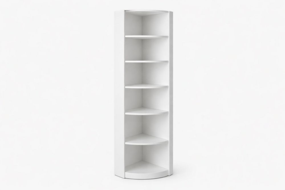 Scaffale Angolare Bianco in MDF con 6 Ripiani