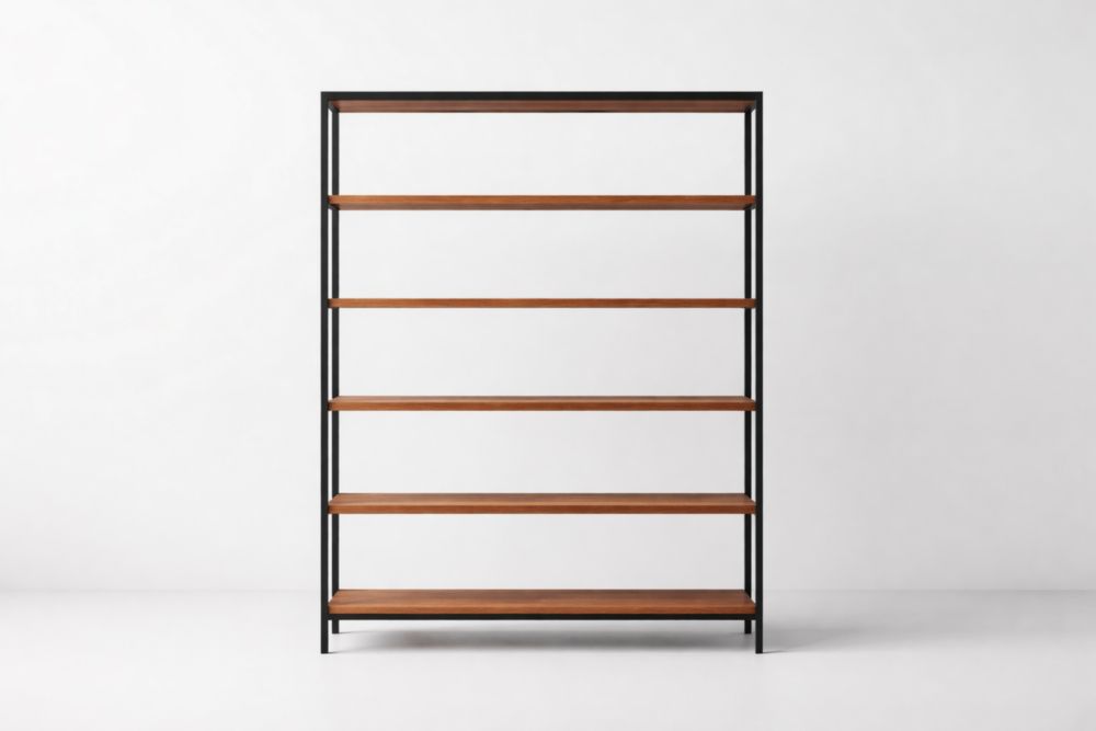 Scaffale in Acciaio Nero e Legno Marrone 180x90x30cm