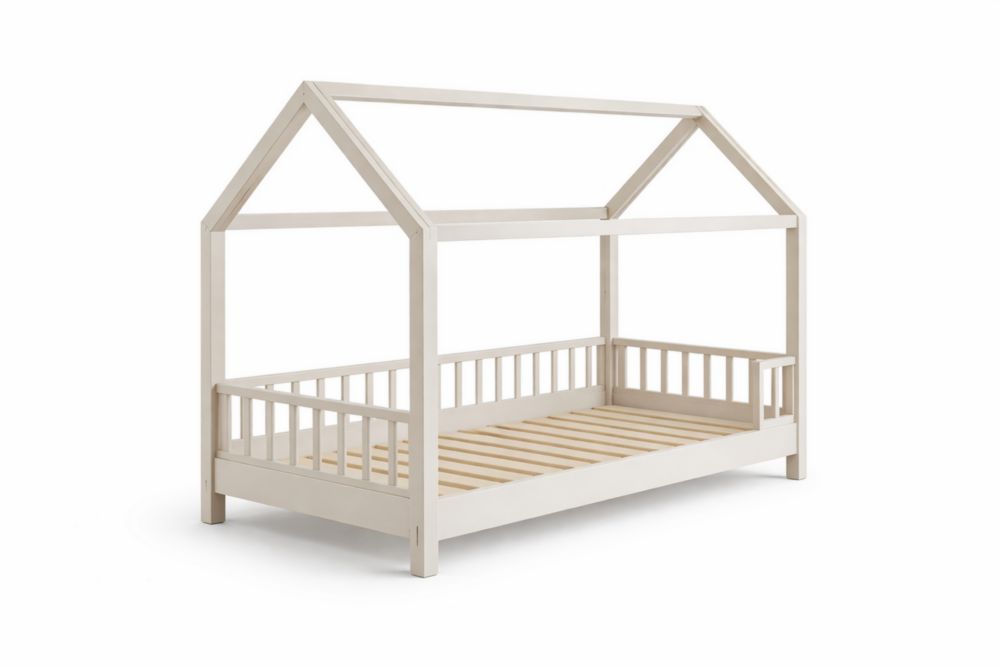 Letto per Bambini a Forma di Casetta in Legno Bianco