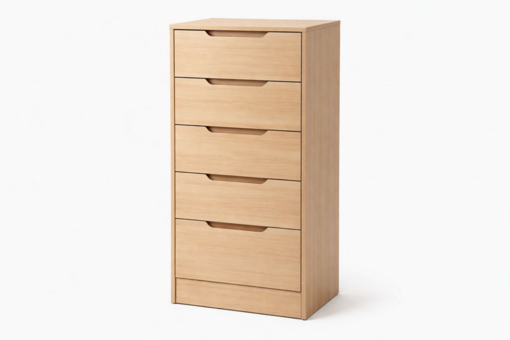 Cassettiera in Legno Rovere Naturale 5 Cassetti