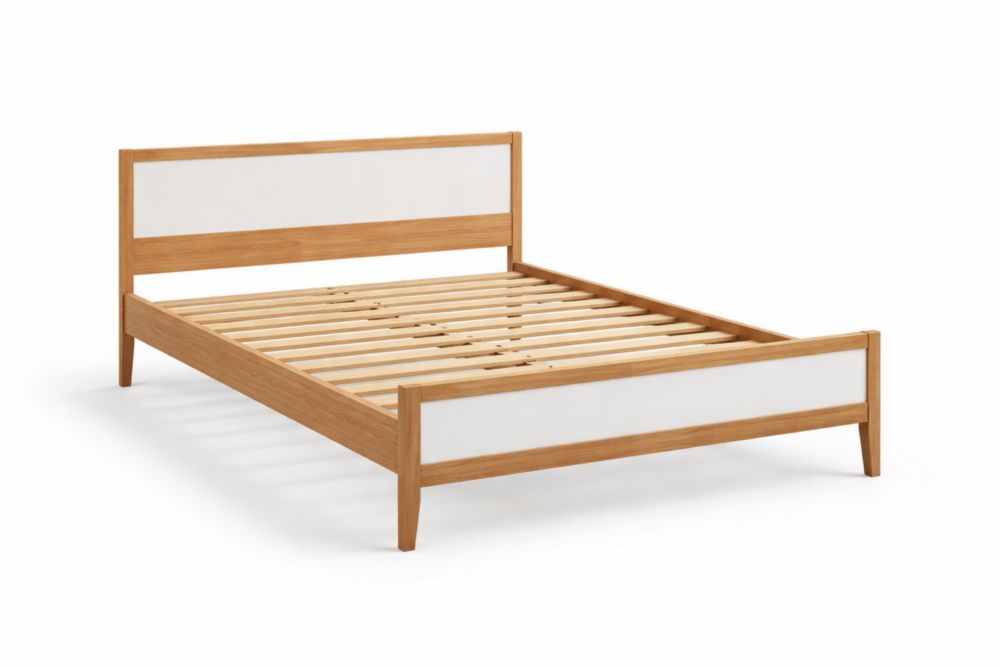 Letto matrimoniale in legno e MDF bianco 200x160 cm