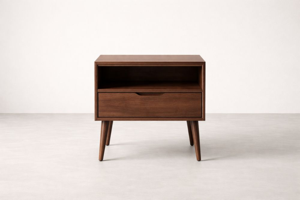 Comodino in legno di noce con cassetto