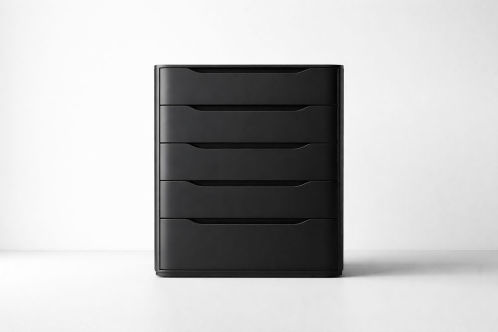 Cassettiera 5 cassetti legno composito nero 80x40x100 cm