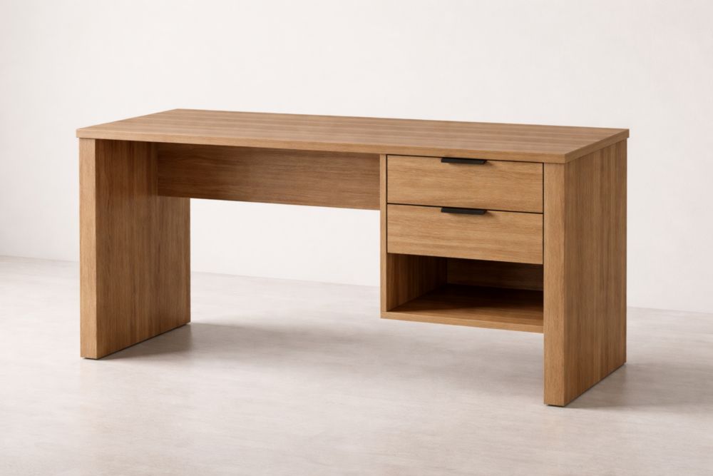 Scrivania in Legno Marrone con 2 Cassetti