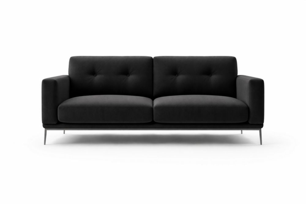 Divano a Due Posti in Tessuto e Acciaio Nero