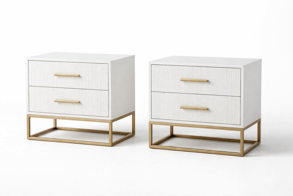 Set di 2 Comodini in Legno MDF con Base in Acciaio