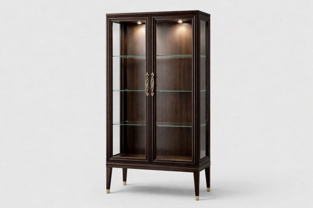 Vetrina legno vetro temperato marrone 180x75x40 cm