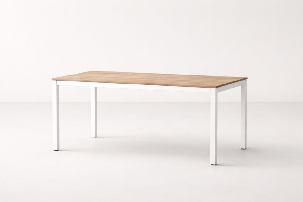 Tavolo rettangolare in legno e acciaio naturale/bianco 200 x 100 x 75 cm