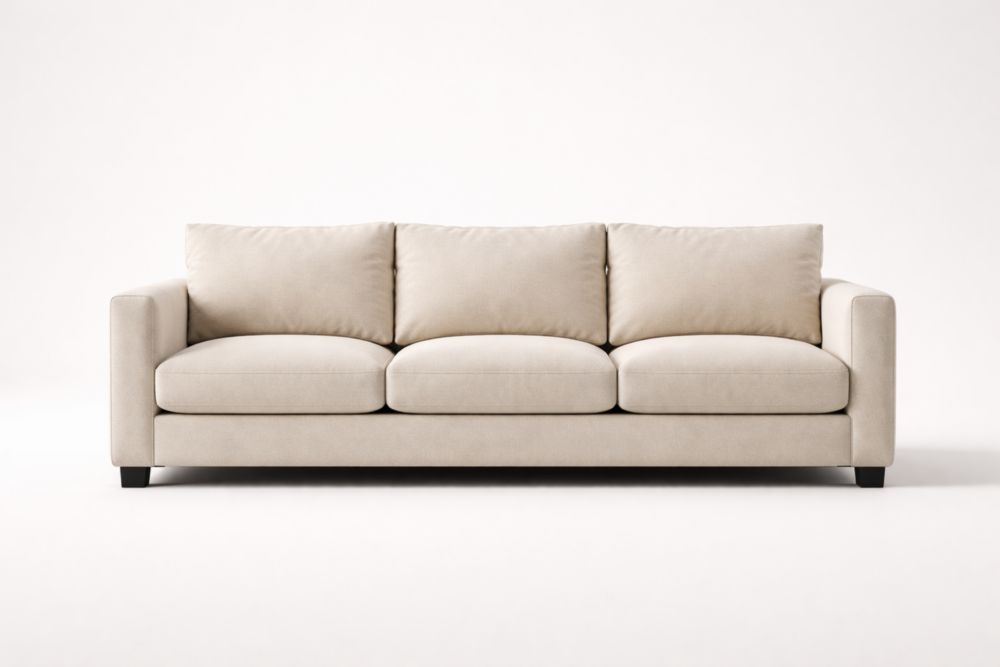 Divano a 3 posti in tessuto poliestere beige 220x90x85 cm