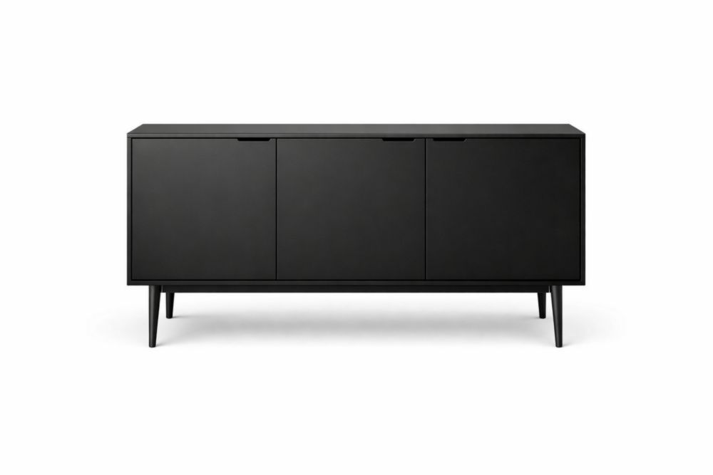 Credenza in Legno MDF Nero a 3 Ante