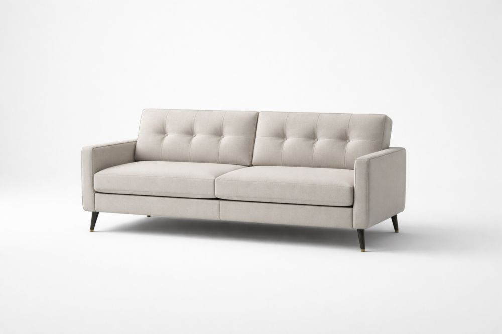 Divano a 3 posti in tessuto poliestere Grigio Chiaro