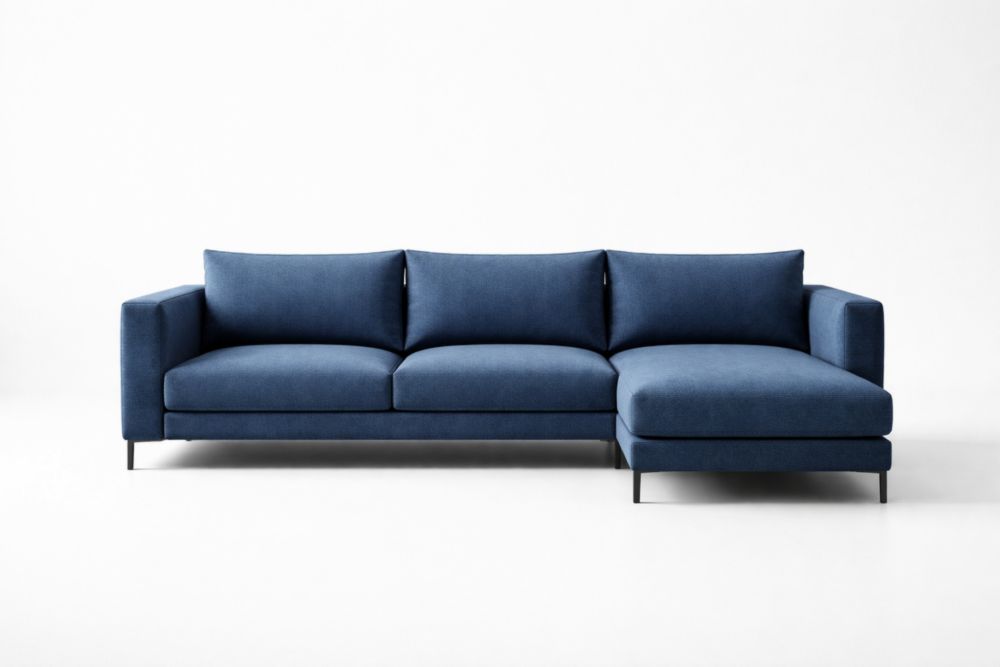 Canapé d'angle droit 4 places tissu polyester cadre métal 250cm