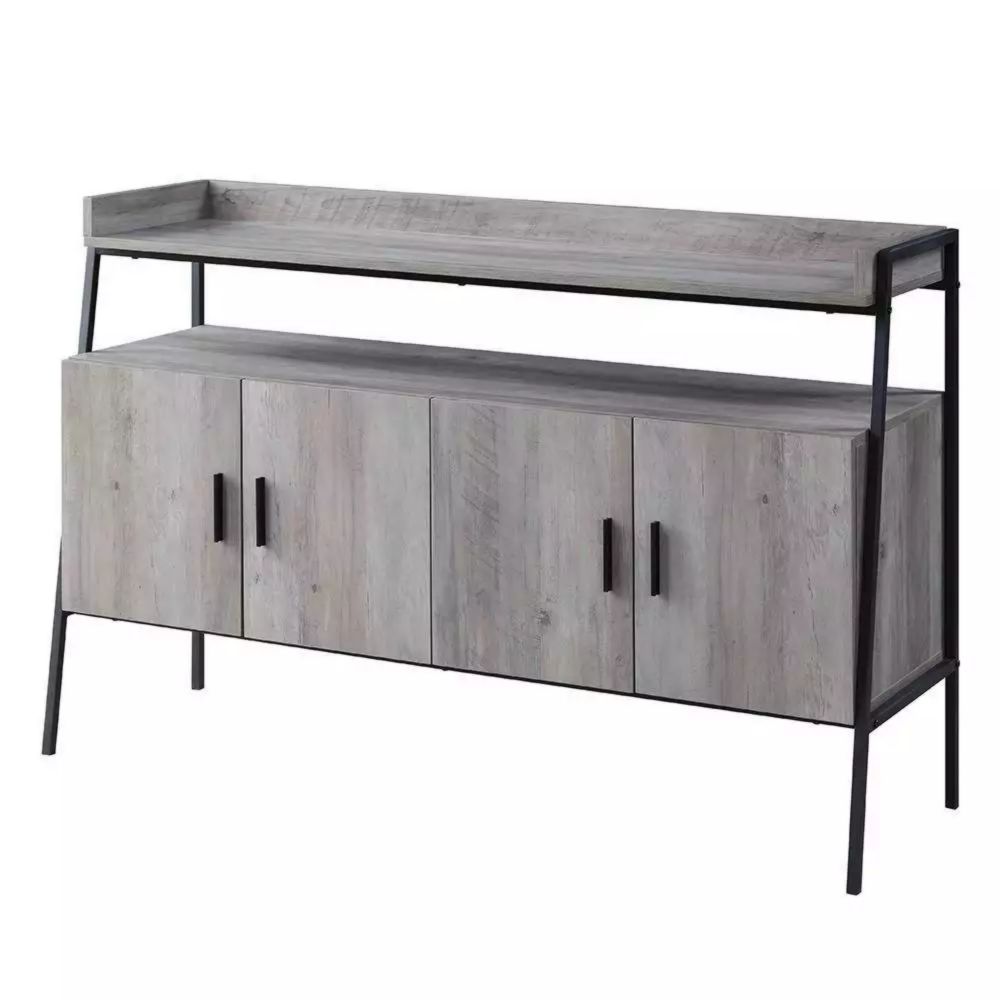 Buffet en bois et métal gris 4 portes