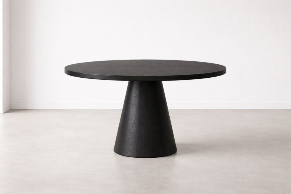 Table ronde en bois noir